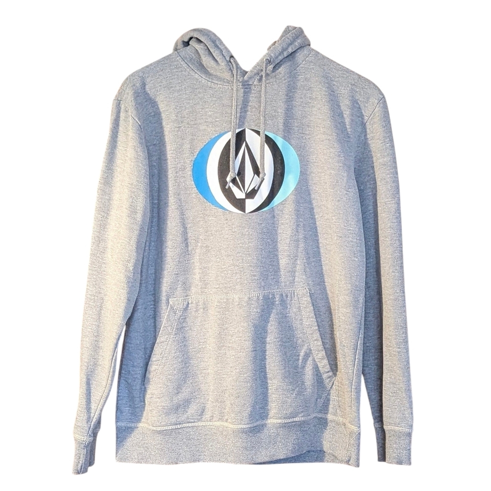 Volcom Logo Pullover Hoodie Gray M Casual Skater Grunge